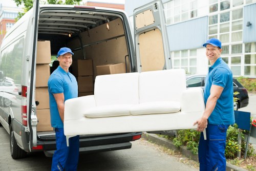 Moving van loading boxes for a Bermondsey local move
